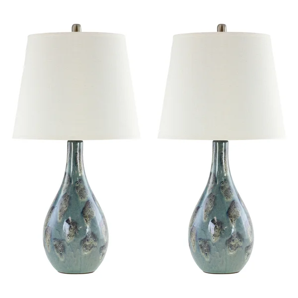 Zuri Blue Ceramic Table Lamp Pair