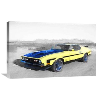 NAXART Studio '1971 Ford Mustang Boss Watercolor' Stretched Canvas Wall Art