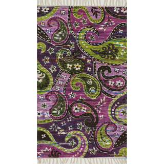 Flatweave Maria Purple/ Multi Paisley Rug (3'6 x 5'6)