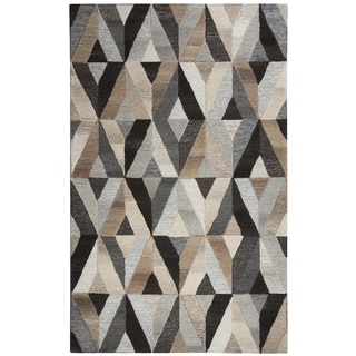 Hand-Tufted Suffolk Grey Geometric Wool Rug (3' x 5')
