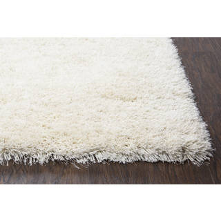 Rizzy Home Commons Ivory Solid Shag Polyester Hand-tufted Rug (3'6' x 5'6')