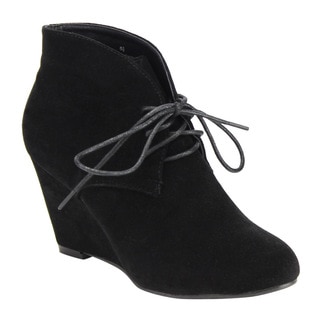 Beston DE06 Women's Lace-up Wrapped Heel Ankle Wedge Booties Run One Size Small