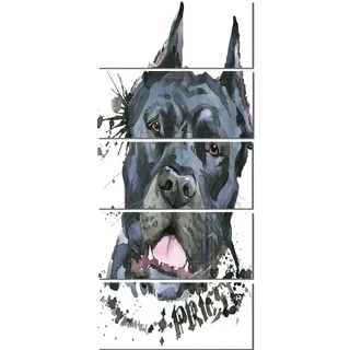 Designart 'Aggressive Black Dog Illustration' Animal Glossy Metal Wall Art