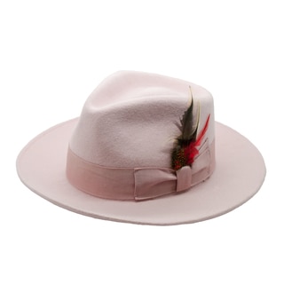 Ferrecci Men's Light Pink Premium Wool Fully Lined Fedora Hat