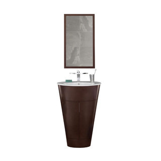 Ronbow Leonie 23-inch Oval Bathroom Vanity Set in Dark Cherry with Mirror, Ceramic Drop-in Bathroom Sink in White