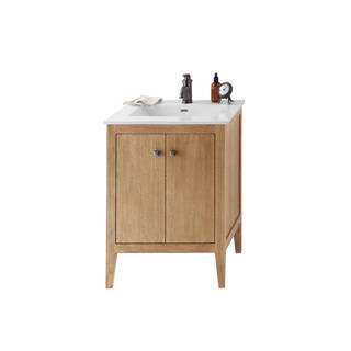 Ronbow Sophie 24-inch Bathroom Vanity Set in Vintage Honey, Ceramic Bathroom Sink Top in White