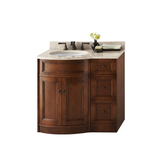 Ronbow Marcello 24-inch Bathroom Vanity Set in Colonial Cherry, Marble Top and Backsplash with White Oval Ceramic Bathroom Sink