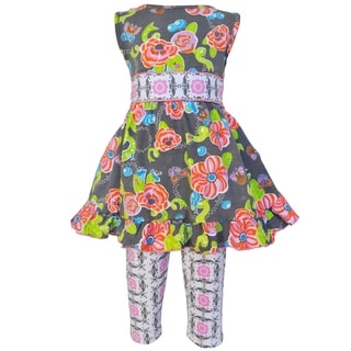 AnnLoren Floral Butterfly and Ladybugs Dress and Capri Pants