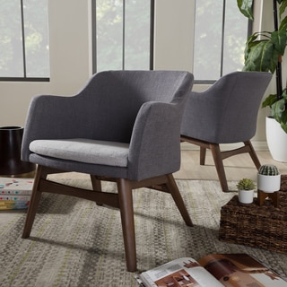 Baxton Studio Mid-Century Two-Tone Grey Fabric 2-Piece Lounge Chair Set