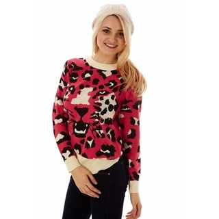 Dinamit Women's Soft Knit Leopard Print Sweater