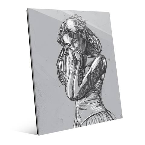 'Dancer Sketch on Grey' Glass Print Wall Art