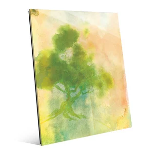 Chartreuse Sumi Tree Glass Wall Art Print