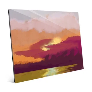 Misty Amber Dusk Wall Art Print on Glass