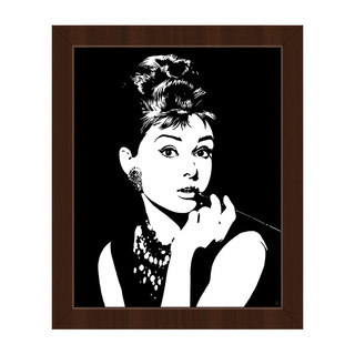Audrey Hepburn White/Black Canvas Framed Wall Art