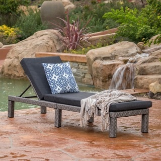 Puerta Outdoor Adjustable Wicker Chaise Lounge with Cushion by Christopher Knight Home