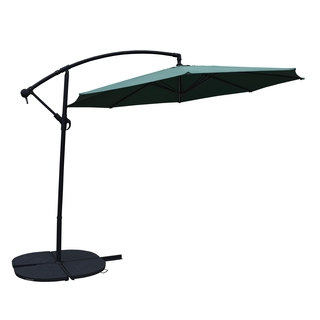 Troy Green Cantilever 10-foot Umbrella with Black 4 Pc Polyresin Weight