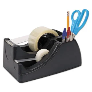 Officemate Recycled 2-in-1 Heavy Duty Tape Dispenser 1-inch and 3-inch Cores Black