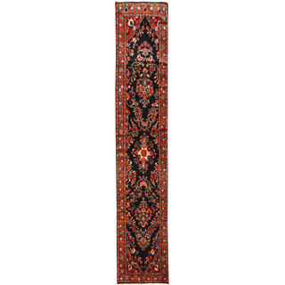 Herat Oriental Persian Hand-knotted Hamadan Wool Runner (2'6 x 13'6)
