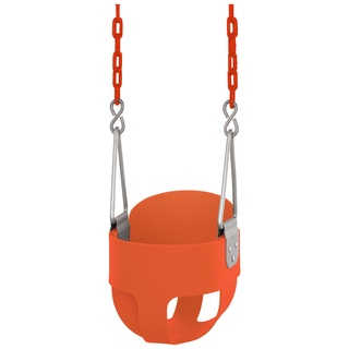 Swingan High-back Orange Bucket Toddler Swing with Vinyl Coated Chain