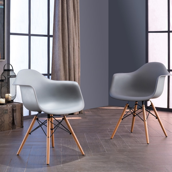 Corvus Siena Eames Style Accent Chairs with Wood Legs (Set of 2)