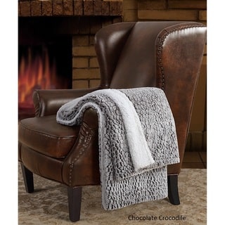 London Fog Carved Faux Fur Reversing to Sherpa Throw