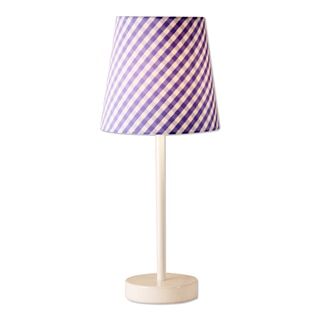 Lightaccents Table Lamp White Finish with Blue Checked Shade