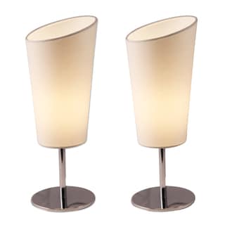 slide 1 of 1, Brookline Boylston Chrome Side Table Lamps with Off-white Shades (Set of 2)