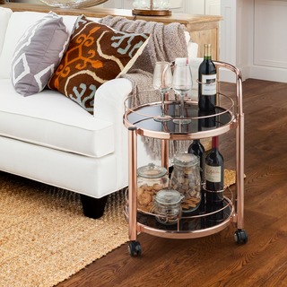 Furniture of America Cara Contemporary 2-tier Rose Gold Mobile Serving Cart