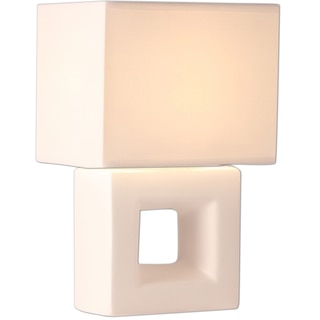 Light Accents White Ceramic Cube Side Table Lamp
