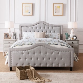 Virgil Upholstered Tufted Fabric Queen Sized Bed Set by Christopher Knight Home