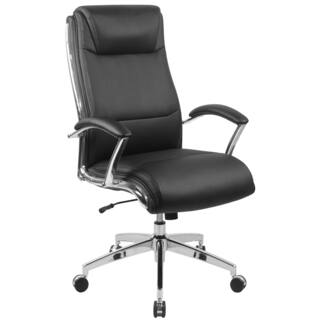 Maspeth Stylish High Back Black Leather Executive Adjustable Swivel Office Chair with Headrest