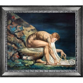 William Blake 'Newton (1795-1805)' Hand Painted Framed Oil Reproduction on Canvas