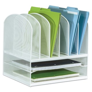 Safco Mesh Desk Organizer Eight Sections Steel 13 1/2 x 11 3/8 x 13 White