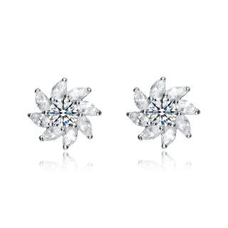 Collette Z Sterling Silver Cubic Zirconia Stud Earrings With Pinwheel Design