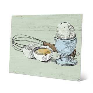 Whisk and Eggs on Green Wall Art Print on Metal