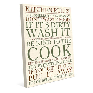 Kitchen Rules Green Wall Art Print on Canvas