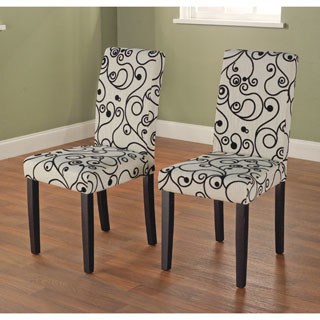 Simple Living Parson Cream and Black Rubber Wood Dining Chairs (Set of 2)