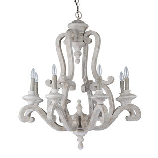 Journee Home 'Thea' 38 in Hard Wired Distressed Wood 8 Light Chandelier