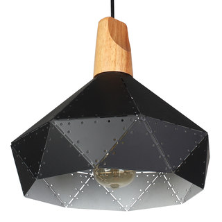Journee Home 'Acero' 11 in Hard Wired Iron And Wood Pendant Light