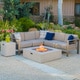 Christopher Knight Home Cape Coral Outdoor 5-piece V Shaped Sofa Set with Fire Table