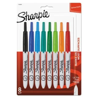 Sharpie Retractable Permanent Marker Ultra Fine Tip Assorted Colors 8/Set