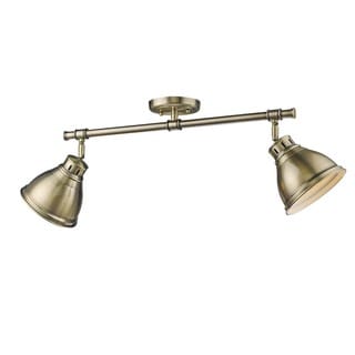 Golden Lighting Duncan Aged Brass Finish Steel 2-light Semi-flush Light Fixture