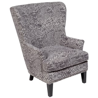 Porter Medusa Ash Grey Wingback Accent Chair with Silver Nailhead Trim