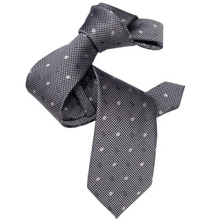 Dmitry Men's Grey Polka-dot Patterned Italian Silk Tie