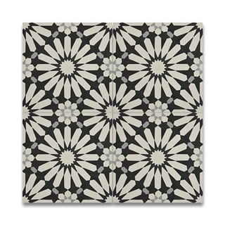 Alhambra 12-pack Black and White Handmade Cement 8x8 Moroccan Tiles (Morocco)