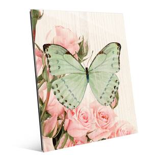 Butterfly and Roses Garden Party Multicolored Acrylic Wall Art