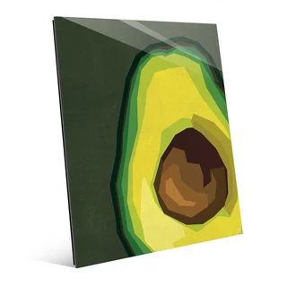 Large Sliced Avocado Green Glass Wall Art Print
