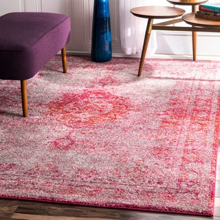 nuLOOM Traditional Overdyed Medallion Pink Rug (8' x 10')