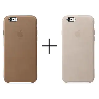 Apple iPhone 6/6s Leather Case - Brown + Apple iPhone 6/6s Leather Case - Rose Gray