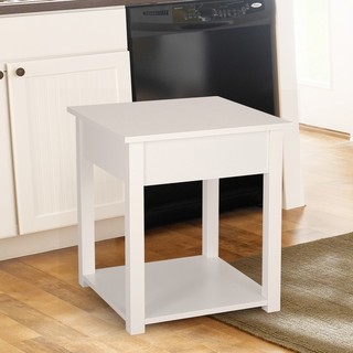 2017 Adeco Mordern Home White Ivory Square Side/ End Table Night Stand
